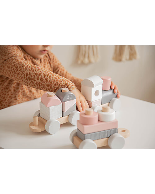 Label Label Trenino Giocattolo in Legno FSC - Rosa - 18+ m Macchine e Trenini  in Legno
