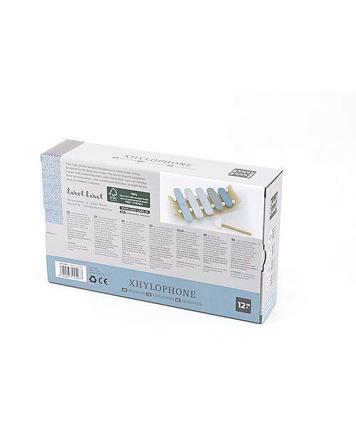 Label Label Xilofono Giocattolo in Legno FSC - Blu - 12+ m Strumenti Musicali