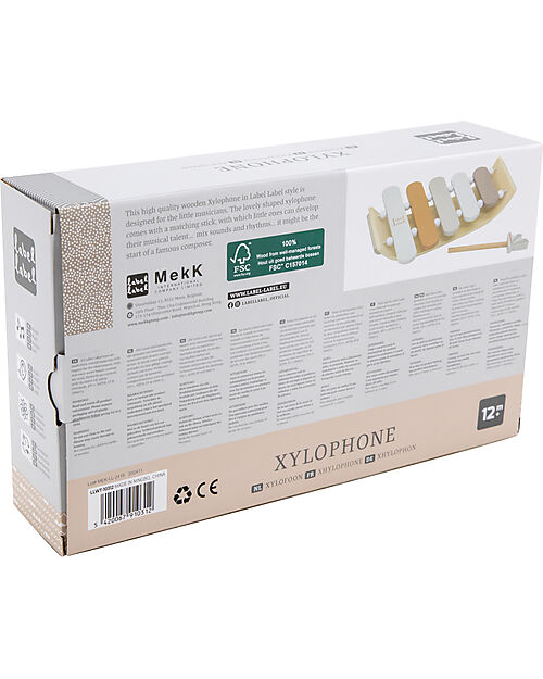 Label Label Xilofono Giocattolo in Legno FSC - Nocciola - 12+ m Strumenti Musicali