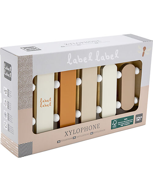 Label Label Xilofono Giocattolo in Legno FSC - Nocciola - 12+ m Strumenti Musicali