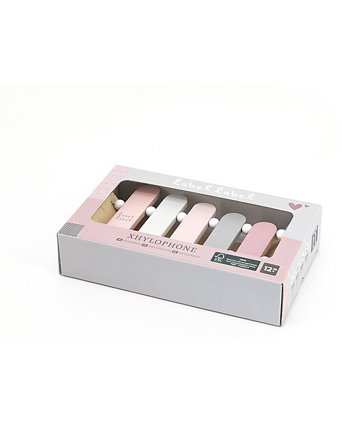 Label Label Xilofono Giocattolo in Legno FSC - Rosa - 12+ m Strumenti Musicali