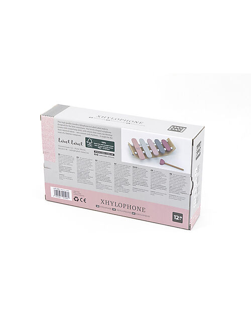 Label Label Xilofono Giocattolo in Legno FSC - Rosa - 12+ m Strumenti Musicali