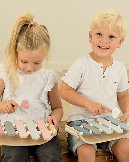 Label Label Xilofono Giocattolo in Legno FSC - Rosa - 12+ m Strumenti Musicali