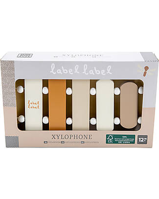 Label Label Xilofono Giocattolo - Nougat - Legno di Faggio Certificato FSC Strumenti Musicali