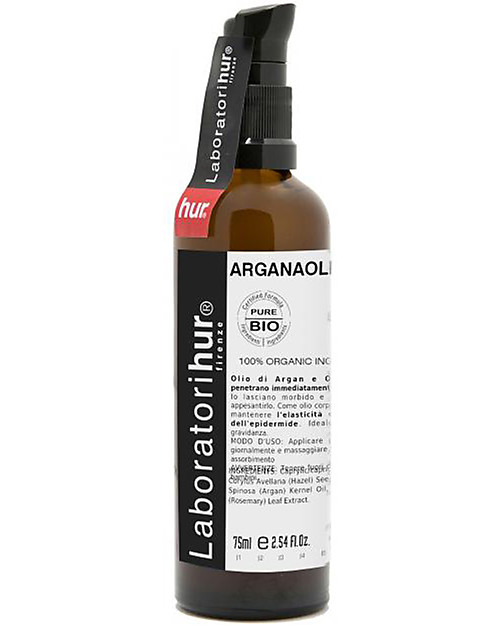 Laboratori Hur Olio Arganolive con Olio di Argan e Olive Verdi - Corpo e Capelli - Linea Mamma - 75 ml - 100% Made in Italy Creme e Olii