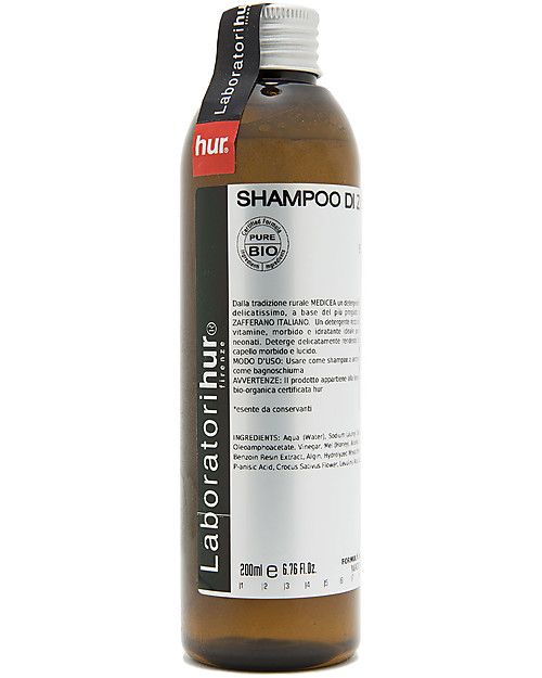 Laboratori Hur Shampoo di Zafferano - Linea Mamma e Bimbo -  200 ml - 100% Made in Italy Bagno Doccia Shampoo