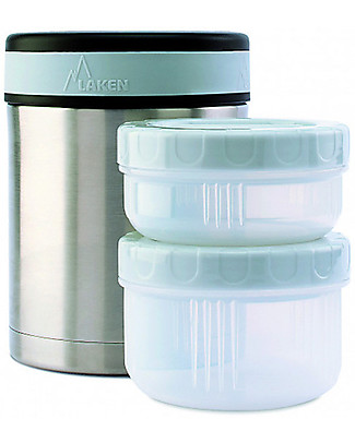 Laken OUTLET Thermos Porta Alimenti in Acciaio Inox con 2 Contenitori, 1000 ml - Acciaio - Pezzo di Showroom Contenitori in Metallo