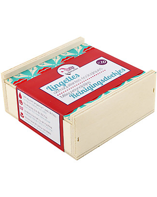 Lamazuna Salviette Detergenti Ecologiche con Cofanetto in Legno, Confezione da 10 - Riutilizzabili più di 300 volte! Salviette