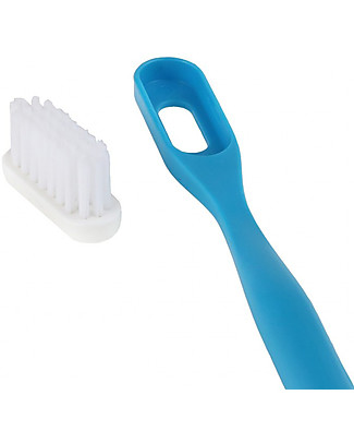 Lamazuna Spazzolino da Denti in Bioplastica Con Testina Intercambiabile, Blu - Setole Morbide Dentifricio e Spazzolini