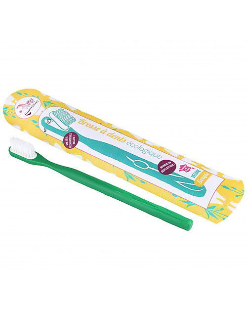 Lamazuna Spazzolino da Denti in Bioplastica Con Testina Intercambiabile, Verde - Setole Medie Spazzolini