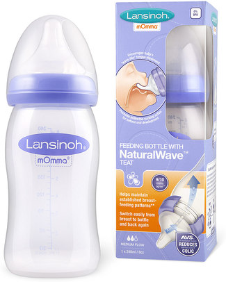 Lansinoh Biberon - Tettarella Natural Wave - 240 ml - Dalla Nascita - Senza BPA e BPS Biberon_