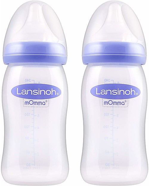 Lansinoh Confezione da 2 Biberon - Tettarella Natural Wave - 240 ml - Dalla Nascita - Senza BPA e BPS Biberon_