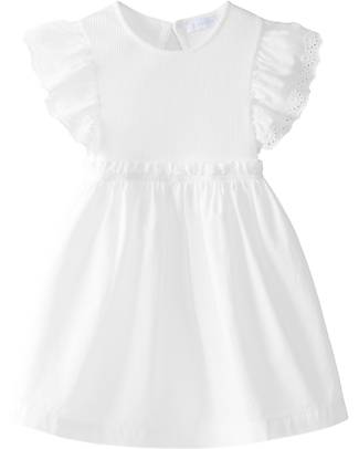 Laranjinha Abito con Maniche Volant Ricamate - Bianco - Cotone Vestiti_