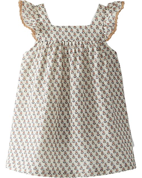 Laranjinha Abito Smanicato con Volant - Fantasia Floreale - 100% Cotone Vestiti_