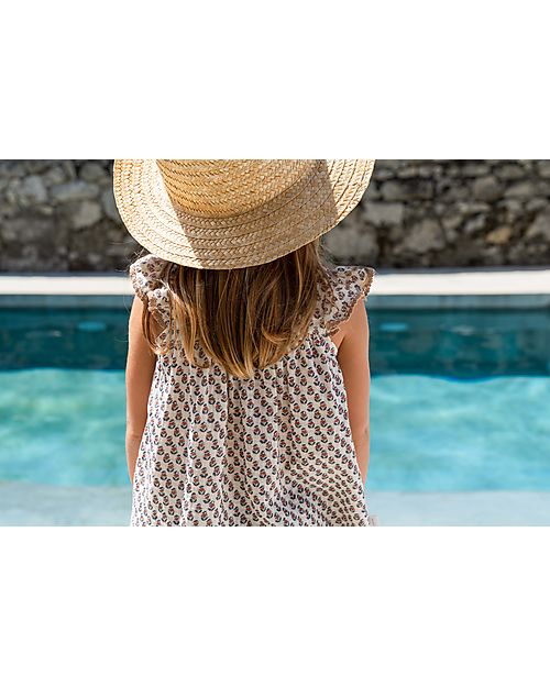 Laranjinha Abito Smanicato con Volant - Fantasia Floreale - 100% Cotone Vestiti_