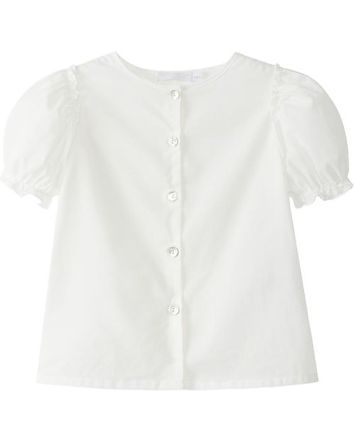Laranjinha Blusa Elegante a Maniche Corte - Bianco - 100% Cotone Bluse