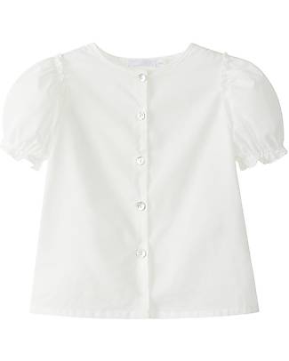 Laranjinha Blusa Elegante a Maniche Corte - Bianco - 100% Cotone Bluse