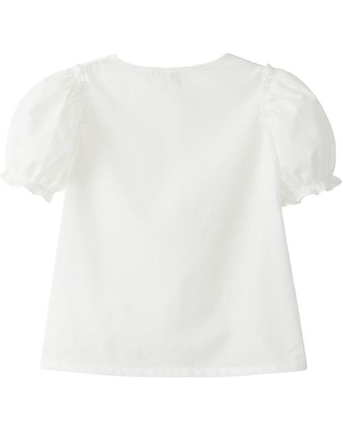Laranjinha Blusa Elegante a Maniche Corte - Bianco - 100% Cotone Bluse