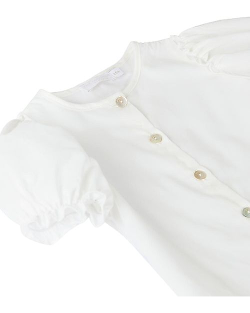 Laranjinha Blusa Elegante a Maniche Corte - Bianco - 100% Cotone Bluse