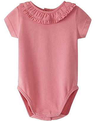 Laranjinha Body a Maniche Corte con Balza - Rosa Medio - Cotone Elasticizzato Body Manica Corta