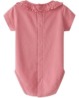 Laranjinha Body a Maniche Corte con Balza - Rosa Medio - Cotone Elasticizzato Body Manica Corta
