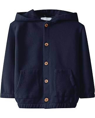 Laranjinha Cardigan Felpato con Cappuccio - Navy - 100% Cotone Cardigan