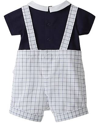 Laranjinha Completo Maglia + Salopette a Quadri - Navy - 100% Cotone Completi e Set