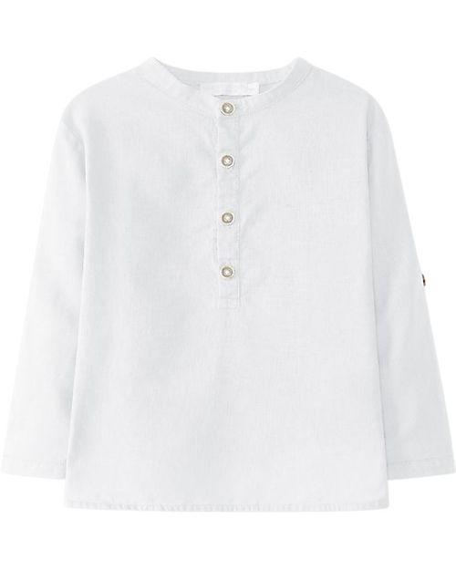 Laranjinha Maglia a Maniche Lunghe - Bianca- Misto Lino e Cotone Maglie Manica Lunga