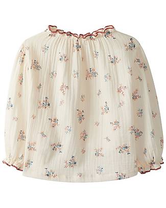 Laranjinha Maglia Blusa - Panna - 100% Cotone - Dettagli Floreali Bluse