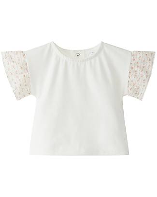 Laranjinha Maglia con Maniche Ricamate - Salmone - Cotone Elasticizzato T-shirt