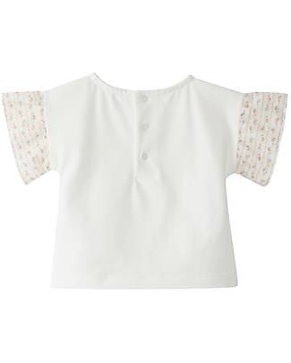 Laranjinha Maglia con Maniche Ricamate - Salmone - Cotone Elasticizzato T-shirt