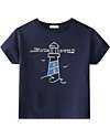 Laranjinha Maglia Maniche Corte con Faro - Blu Navy - 100% Cotone T-shirt