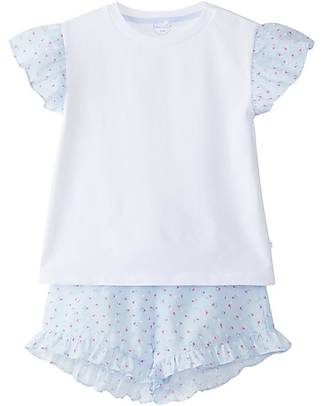 Laranjinha Pigiama Floreale con Volant - Blu/Rosa - 100% Cotone Pigiami