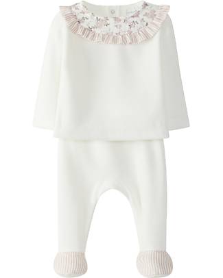 Laranjinha Set 2 Pezzi Nascita Maglia e Pantalone con Piedini - Rosa - Cotone Antibatterico Completi e Set