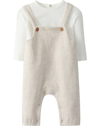 Laranjinha Set 2 pezzi Nascita Salopette e Maglia - Beige - 100% Cotone Antibatterico Completi e Set