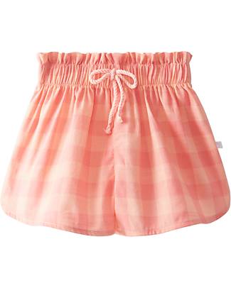 Laranjinha Shorts a Quadri con Vita Elasticizzata - Salmone - 100% Cotone Pantaloni Corti