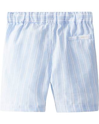 Laranjinha Shorts a Righe con Vita Elasticizzata e Coulisse - Blu - Cotone e Lino Pantaloni Corti
