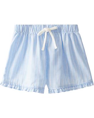Laranjinha Shorts a Righe con Vita Elasticizzata e Coulisse - Celeste - Cotone e Lino Pantaloni Corti
