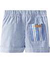 Laranjinha Shorts a Righe con Vita Elasticizzata e Coulisse - Indaco - Cotone Pantaloni Corti