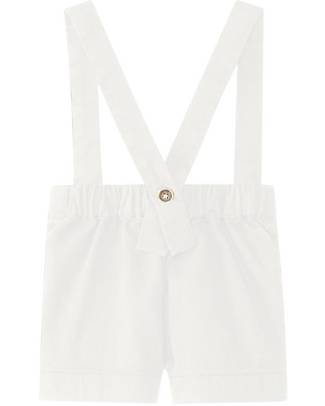 Laranjinha Shorts con Bretelle - Bianco - Cotone Elasticizzato Pantaloni Corti