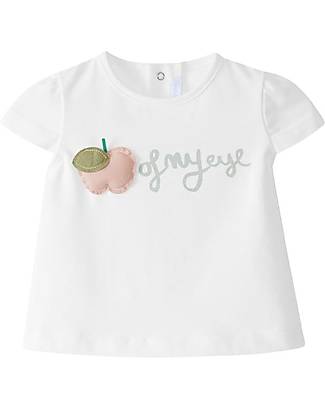 Laranjinha T-Shirt con Applique Mela - Natural - Cotone Elasticizzato T-shirt