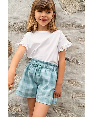 Laranjinha T-shirt con Maniche Ricamate - Bianco - Cotone T-shirt