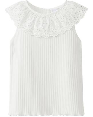 Laranjinha Top con Colletto Ricamato - Naturale - Cotone Elasticizzato T-shirt