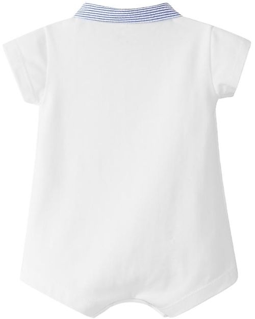 Laranjinha Tutina a Maniche Corte e Colletto - Bianco/Navy - Cotone Elasticizzato Tutine Corte