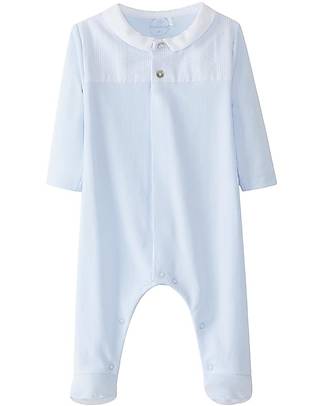 Laranjinha Tutina Baby con Colletto - Celeste Classico - Cotone Elasticizzato Tutine Lunghe