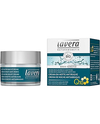 Lavera Bio Crema da Notte Antirughe Q10, Basis Sensitiv - 50 ml Creme e Olii