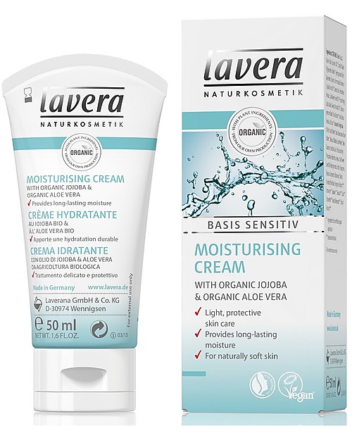 Lavera Bio Crema Idratante Viso, Basis Sensitiv - Jojoba e Aloe Vera - 50 ml Creme e Olii
