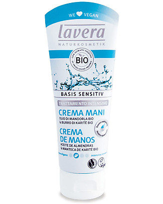 Lavera Bio Crema Mani, Basis Sensitiv - Olio di Mandorla e Burro di Karité - 75 ml Creme e Olii