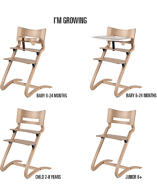 Leander Seggiolone Evolutivo, Naturale - Per Bambini dai 6 Mesi fino ai 10 Anni di età! Seggioloni Pappa