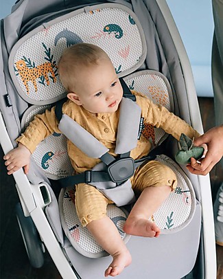 Leokid Fodera Estiva 3D Doppia - Animali/Bianco - per Seggiolino Auto + Passeggino Accessori Seggiolini Auto